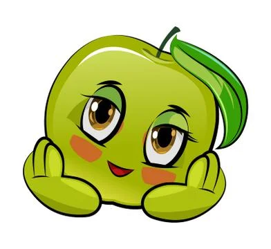 Apple cartoon. Comical face. Vector illustration. Fruit with eyes. Stock Illustration