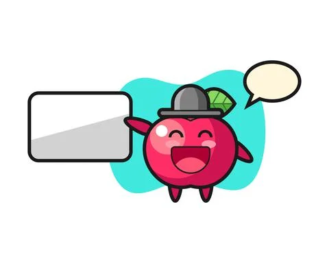 Apple cartoon illustration doing a presentation Stock Illustration