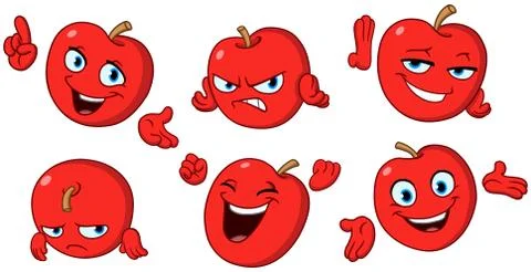 Apple cartoon set Illustrazione stock