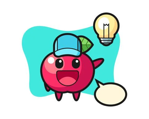 Apple character cartoon getting the idea Stock Illustration