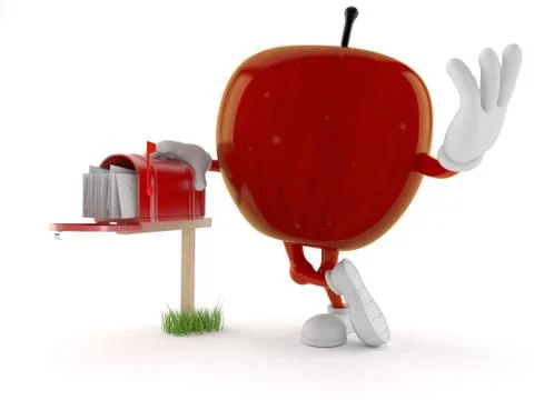 Apple character with mailbox Stock Illustration