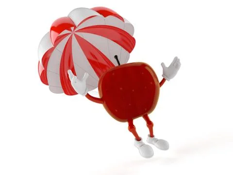 Apple character with parachute 스톡 일러스트