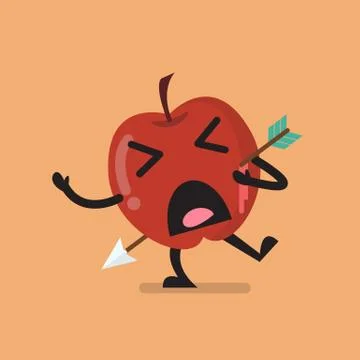 Apple character shot by an arrow Stock Illustration