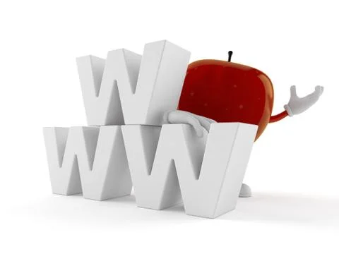 Apple character with www text Stock Illustration