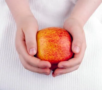Apple in children's hands Stock Photos