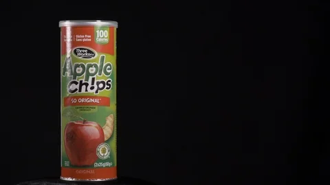Apple chips box rotating left shot 4k Video stock 107850906
