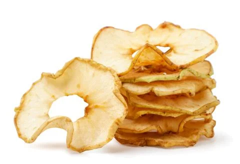Apple chips heap on a white background. Isolated Stock Photos