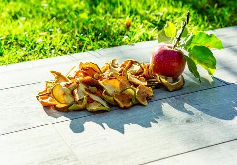 Apple chips for making a pie Stock Photos