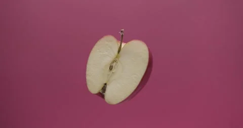 Apple chips slice rotate beaty for commercial clean creative fruit juice sliced Video stock 159076901