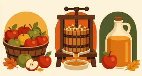 Apple Cider Making Story Scene Stock-Illustration