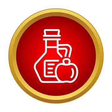 Apple cider vinegar bottle and fruit icon Stock Illustration
