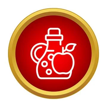 Apple cider vinegar bottle with fruit icon Stock Illustration