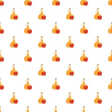 Apple cider vinegar bottle pattern on white background Stock Illustration