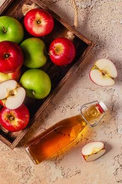 Apple cider vinegar or fermented fruit drink Stock Photos