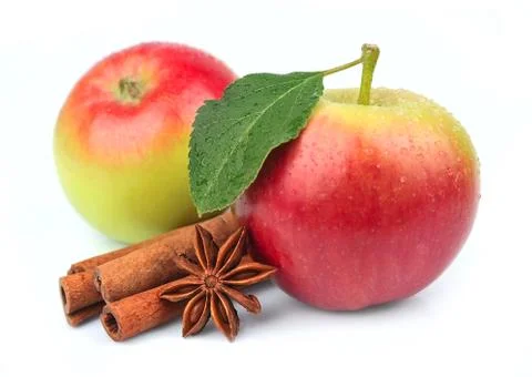 Apple with cinnamon rods Stock Photos
