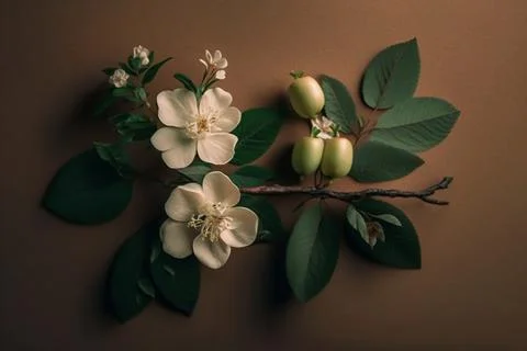 An apple-colored branch. The apple tree is in bloom. Close-up. Isolated in th Stock Illustration