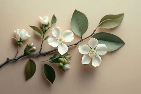 An apple-colored branch. The apple tree is in bloom. Close-up. Isolated in th Stock Illustration
