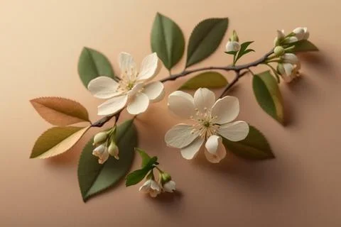 An apple-colored branch. The apple tree is in bloom. Close-up. Isolated in .. Stock Illustration