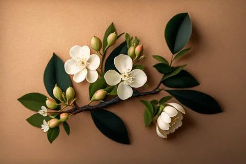An apple-colored branch. The apple tree is in bloom. Close-up. Isolated in th Stock Illustration