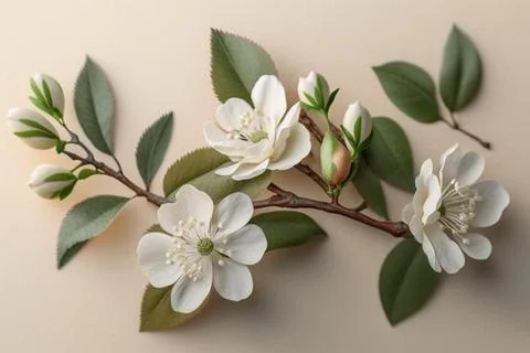 An apple-colored branch. The apple tree is in bloom. Close-up. Isolated in th Stock Illustration