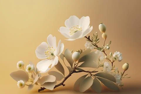 An apple-colored branch. The apple tree is in bloom. Close-up. Isolated in th Stock Illustration