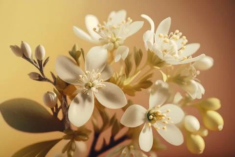 An apple-colored branch. The apple tree is in bloom. Close-up. Isolated in th Stock Illustration