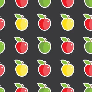 Apple Colored Seamless Dark Pattern Stock Illustration