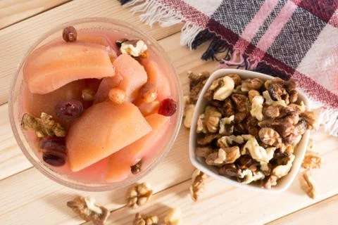 Apple compote with wallnuts Stock Photos