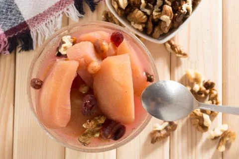 Apple compote with wallnuts Stock Photos
