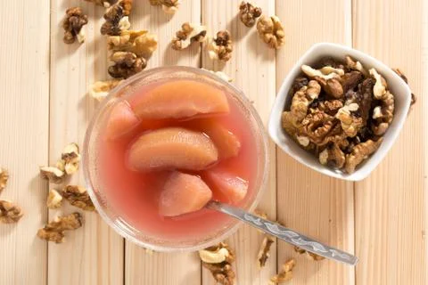 Apple compote with wallnuts Stock Photos