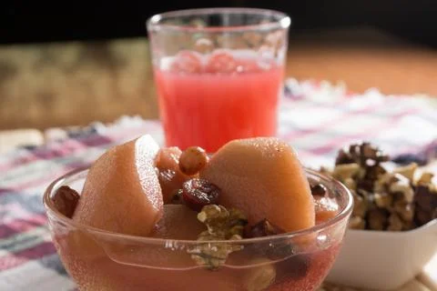 Apple compote with wallnuts Stock Photos