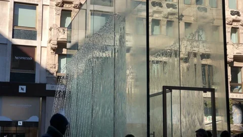 Apple Computer Store, Liberty Square, Milan, Italy Stock Footage 121644313