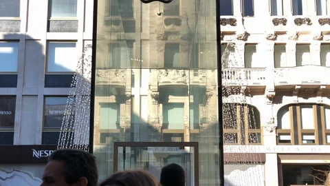 Apple Computer Store, Liberty Square, Milan, Italy Stock Footage 121644515