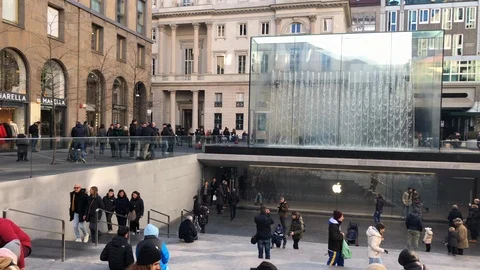 Apple Computer Store, Liberty Square, Milan, Italy Stock Footage 121646073