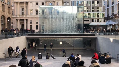Apple Computer Store, Liberty Square, Milan, Italy Stock Footage 121648629