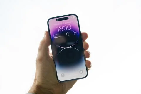 Apple Computers iPhone 14 pro Profesisonal smartphone by Cupertino company Stock Photos