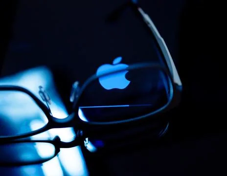 Apple Computers logotype logo loading bar blue tones 写真素材