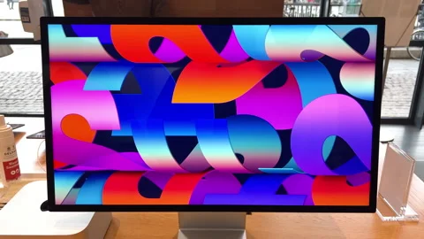 Apple Computers Store interior with one new Studio Display with 5k resolution. Stock Footage 202171158