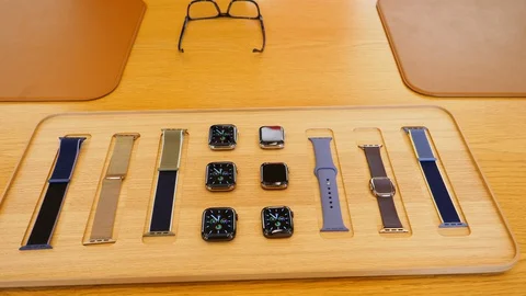 Apple Computers Watch Series 5 goes on sale in Store Stock Footage 129848347