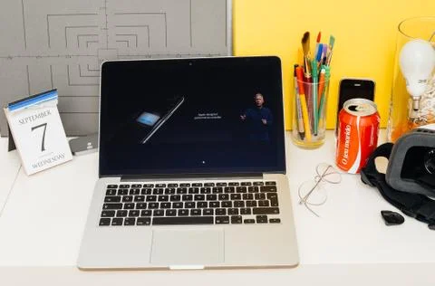 Apple Computers website showcasing A10 fusion chip Stockfoto's