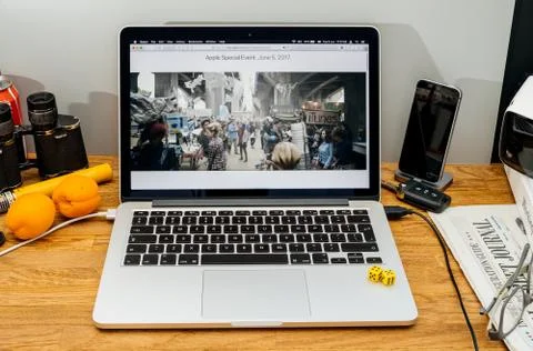 Apple Computers at WWDC advertising with server room and end of the world Stock Photos