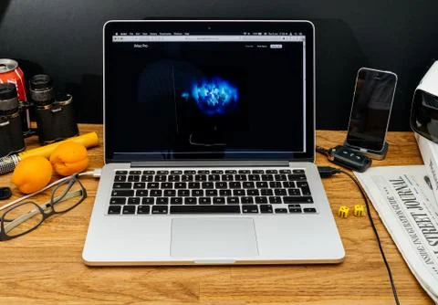 Apple Computers at WWDC latest announcements of iMac Pro welcome screen, Stock Photos