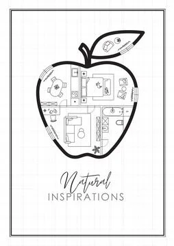 Apple construction drawing white Stock Illustration