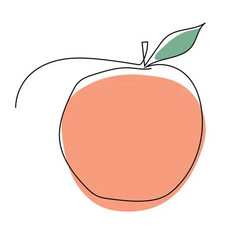 Apple. Continuous one line drawing. Stock Illustration