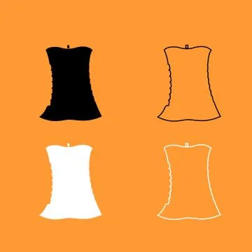 Apple core black and white set icon . 스톡 일러스트