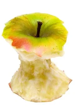 Apple Core with Clipping Path Isolated on a White Background Фото
