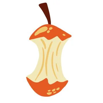 Apple core. Fruit. Apple stump icon. Health food. Organic waste. Hand Drawn C Stock Illustration