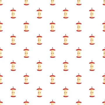 Apple core fruit waste seamless repeating pattern Stock Illustration