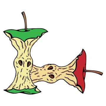 Apple core icon. Vector illustration of an eaten apple. Hand drawn apple core Stock Illustration