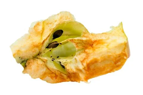 Apple core isolated on white background closeup Foto stock